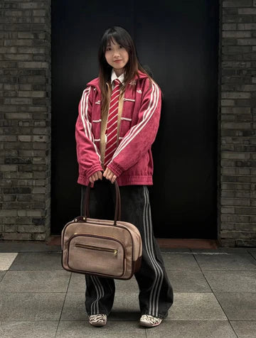 Adidas Maroon Toggle Track Jacket – Oversized Vintage Streetwear | Xapparel