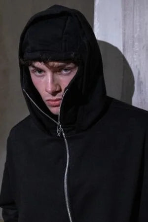 Xapparel Ninja Zip-Up Balaclava Hoodie – Black & White Edition