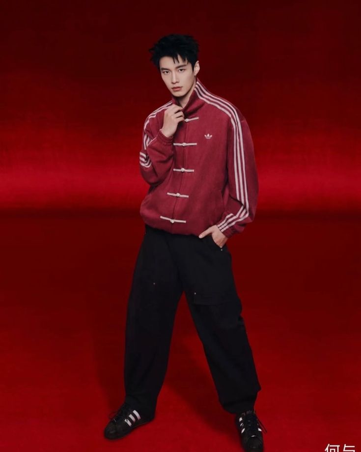 Retro Chinese Knot Track CNY maroon  Jacket – Vintage Streetwear Zip-Up in Burgundy Red.