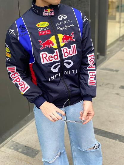 Red Bull Racing DTF Print Jacket – Formula 1 Motorsport Streetwear Zip-Up