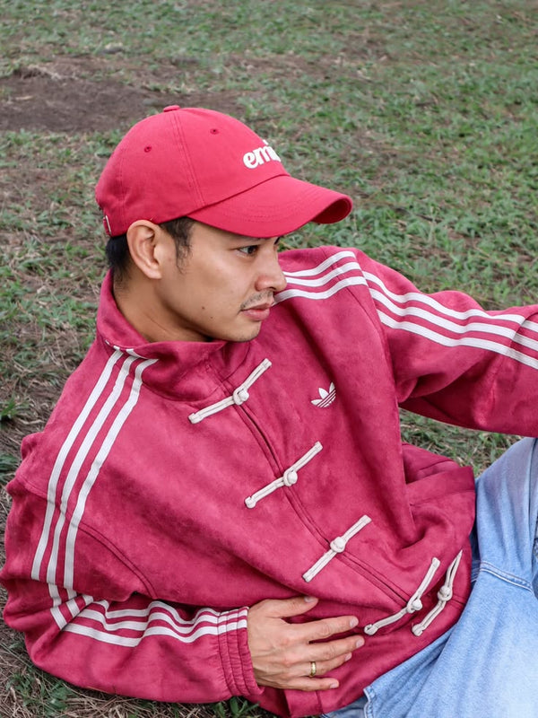 Adidas Chinese Knot Velvet Track Jacket – maroon Retro Streetwear Zip-Up