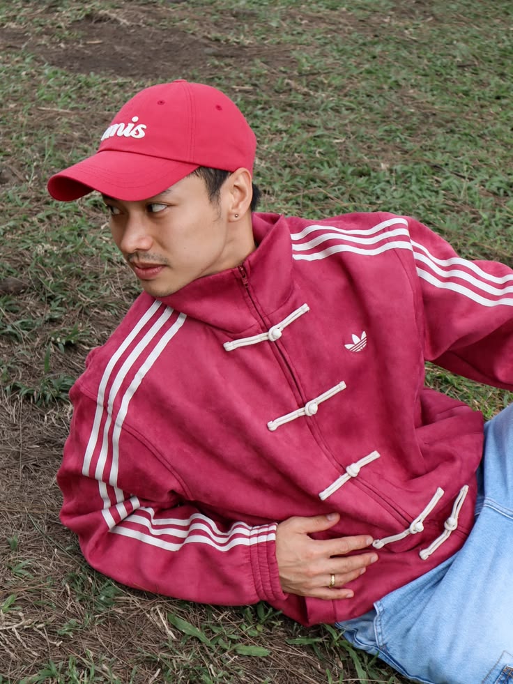 Adidas Chinese Knot Velvet Track Jacket – maroon Retro Streetwear Zip-Up