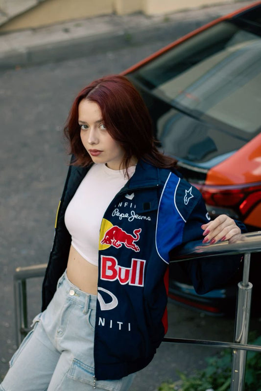 Vintage Red Bull Racing Formula 1 Sponsor Bomber Jacket – Premium Motorsport Streetwear Windbreaker