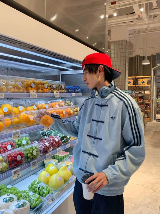 Adidas Ice Blue Toggle Track Jacket – Vintage Oversized Streetwear | Xapparel